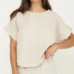 Elizabeth Suzann Georgia Tee Flax Midweight Linen OS